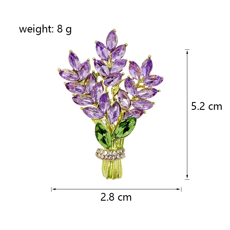 เข็มกลัดช่อดอกไม้ลาเวนเดอร์เข็มกลัดคริสตัลดีไซน์ใหม่