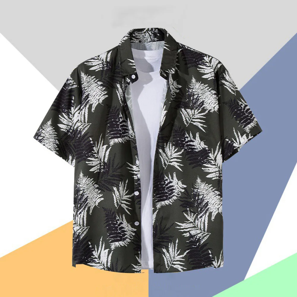 Verão casual diário solto camisa vintage flores impressão roupas masculinas moda versátil topo adequado rua férias praia