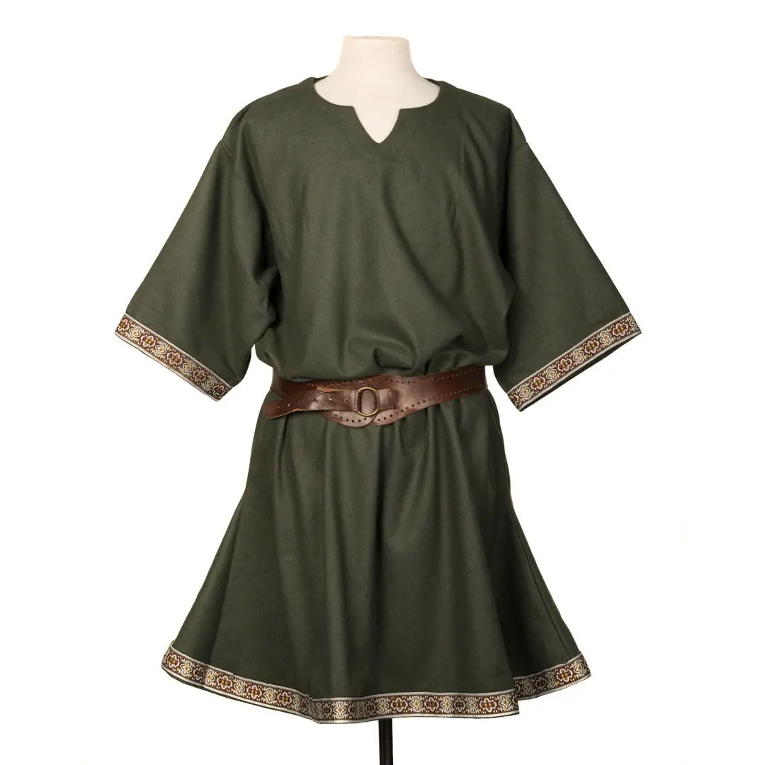 Adult Medieval Knight Warrior Costume Green Tunic Clothing Norman Chevalier Braid Viking Pirate Saxon LARP Top Shirt For Women