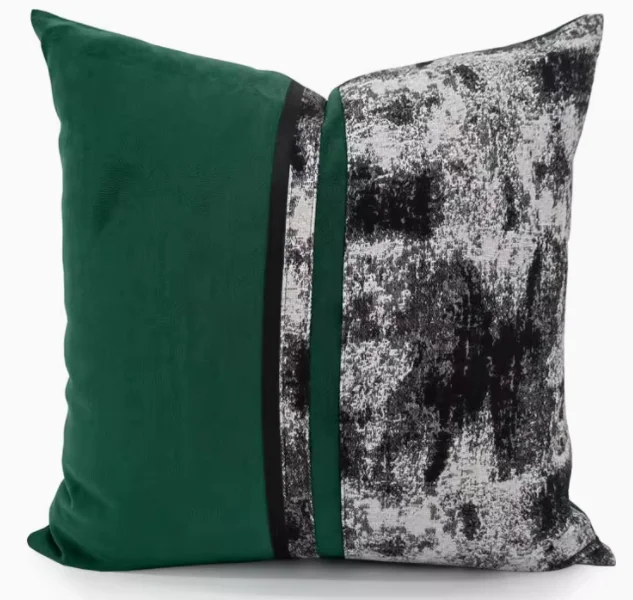 Ink color green patchwork pillowcase sofa decor back cushion cover patchwork pillow cover
