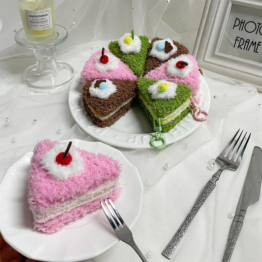 Cartoon Cream Strawberry/matcha/chocolate Cake Plush Pendant Keychain Doll Cute Dessert Doll Keychain Backpack Decor Girl Gift