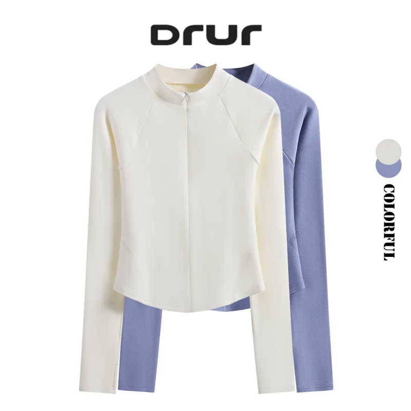 

Куртки для йоги DRUR: женские спортивные куртки на молнии для бега и облегающие укороченные топы с длинным рукавом для спортзала, весенне-осенняя одежда для фитнеса
