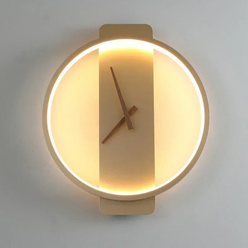 

Nordic LED Clock Lamps Art Clock Design Wall Sconce Creative Aisle Bedroom Background Wall Decor Wall Light Lighting