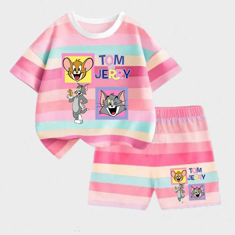 Tom and Jerry Girls BOYS T-shirt Cute Shorts Sets Summer Clothing Kids Short Sleeve Tops Casual Pants Home Wear Gifts 2026 view 5