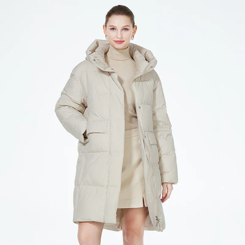 ICEbear-Chaqueta larga con capucha para mujer, Abrigo acolchado, parka de algodón, ropa de marca, GWD3802I, novedad de 2023