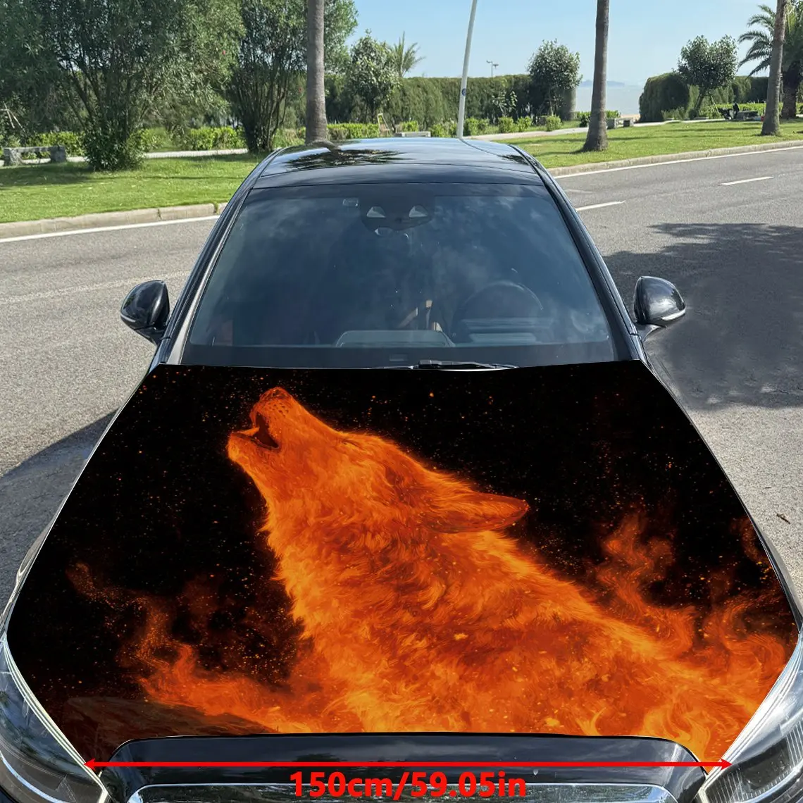 Chic Wolf Pattern car hood stickers, waterproof self-adhesive, scratch resistant, easy to stick, durable car PVC stickers, car d