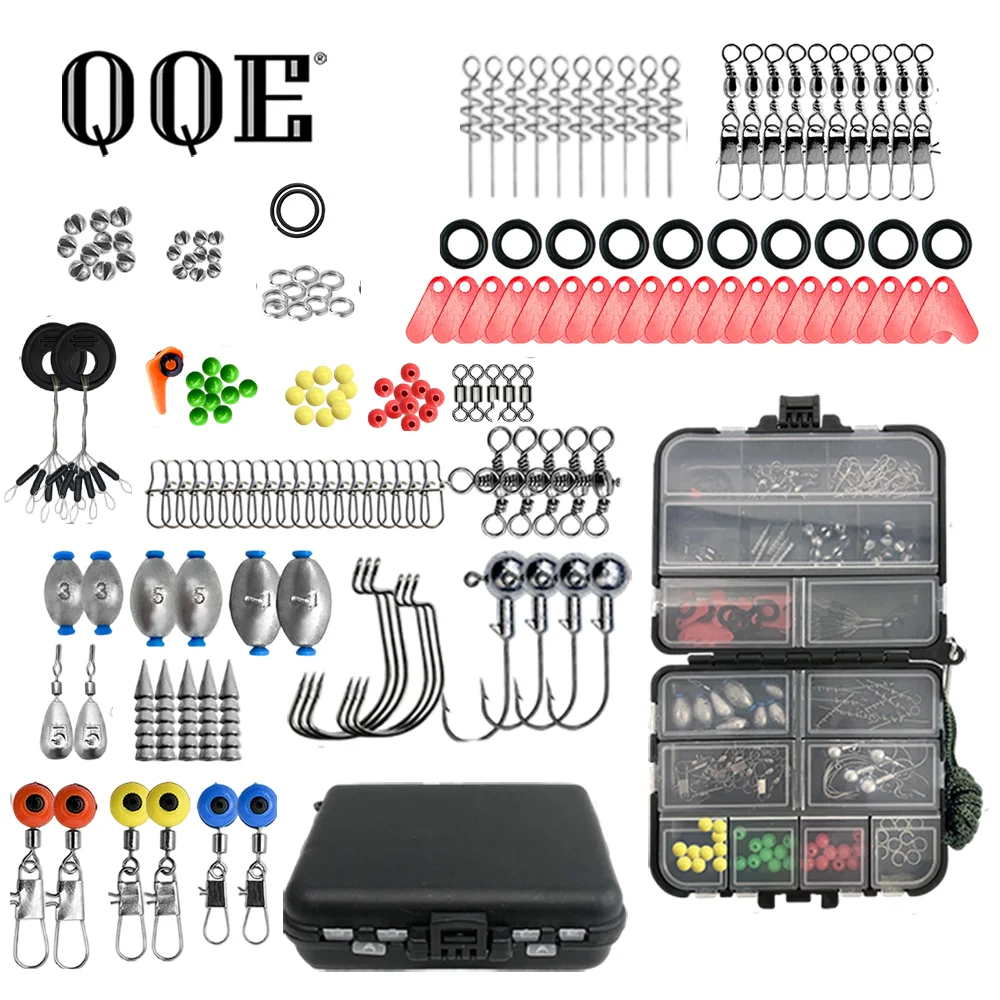 QQE 173Pcs/set Fishing Travel Kit withwith Lures Hooks Full Fishing Accessories Outdoor Combo for Freshwater Saltwater Fishing