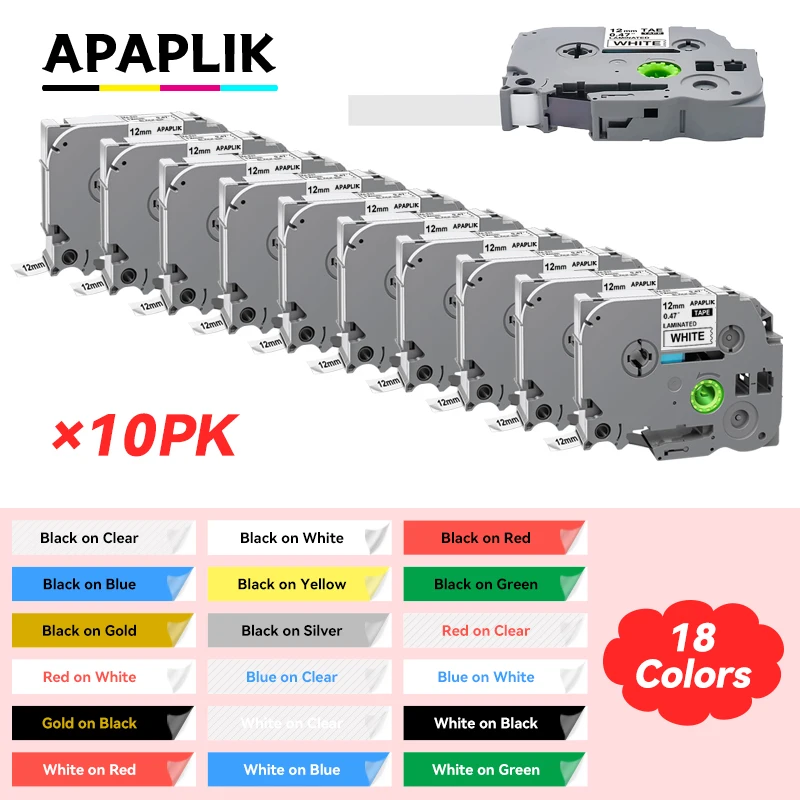 10PK AZE-231 Label Tapes Compatible for Brother TZ TZe-231 221 211 6/9/12mm Ribbon For Brother P-touch PT-E550W PT-P750W PT-D600