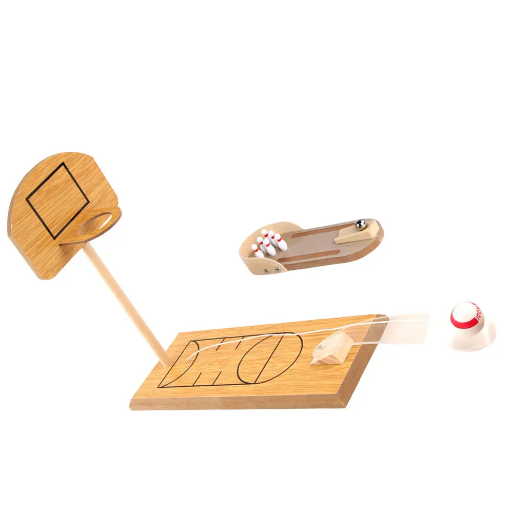 2Sets Sustainable Wood Mini Bowling Game Set Decompression Activity for Work Home Play Gift Idea Friends Coworkers Children