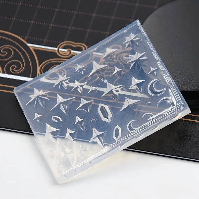 แม่พิมพ์ซิลิโคนสำหรับทำเล็บลายเพชร รูปทรงข้าวหลามตัด ดาวห้าแฉก อุปกรณ์ตกแต่งเล็บ DIY