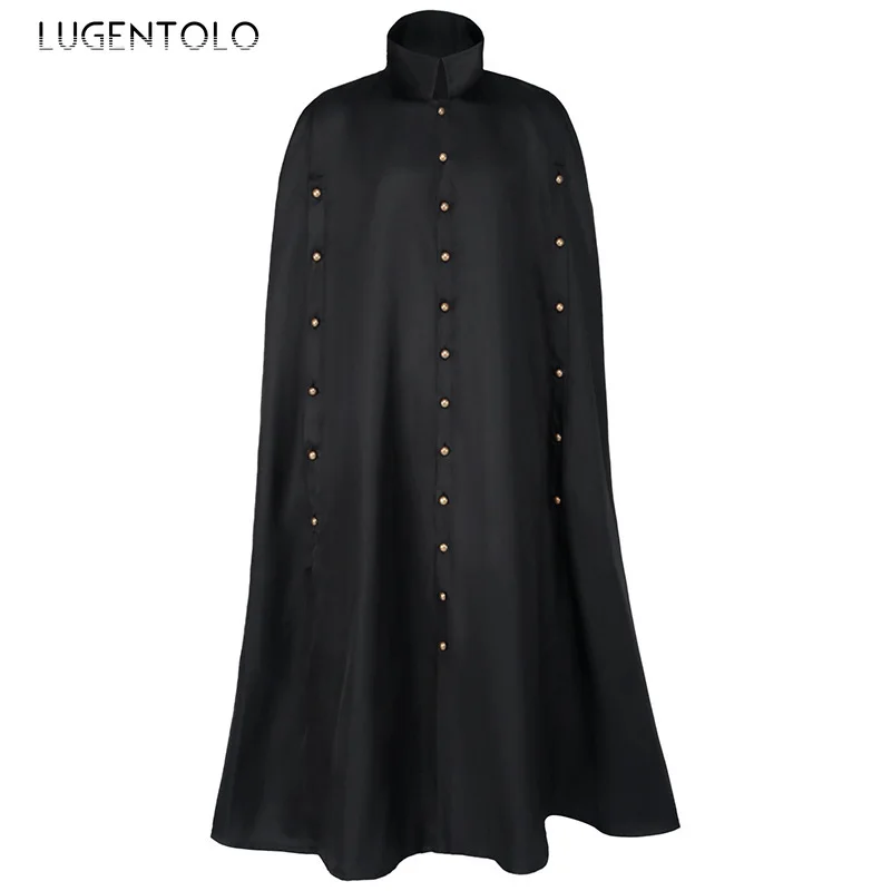 Gothic Capes Medieval Halloween Ponchos Black Open-sleeved Dark Cloak Wizard Adult Party Single-breasted Retro Casual Costume