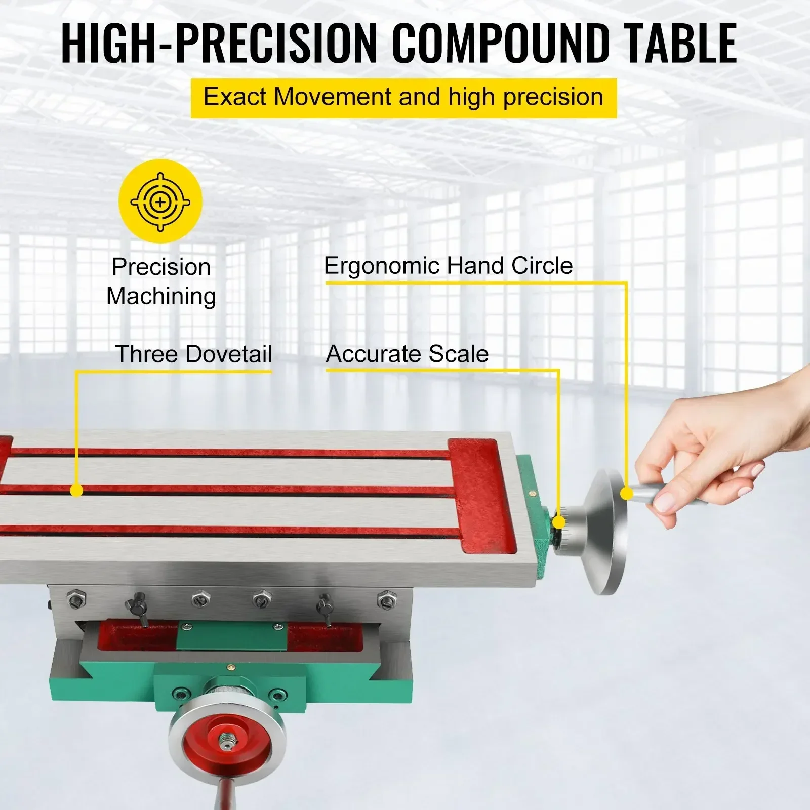 VEVOR Milling Table 17.7×6.7Inch Compound Slide Multifunction Worktable Cross Milling Machine Compound 2 Axis 4 Ways Drill