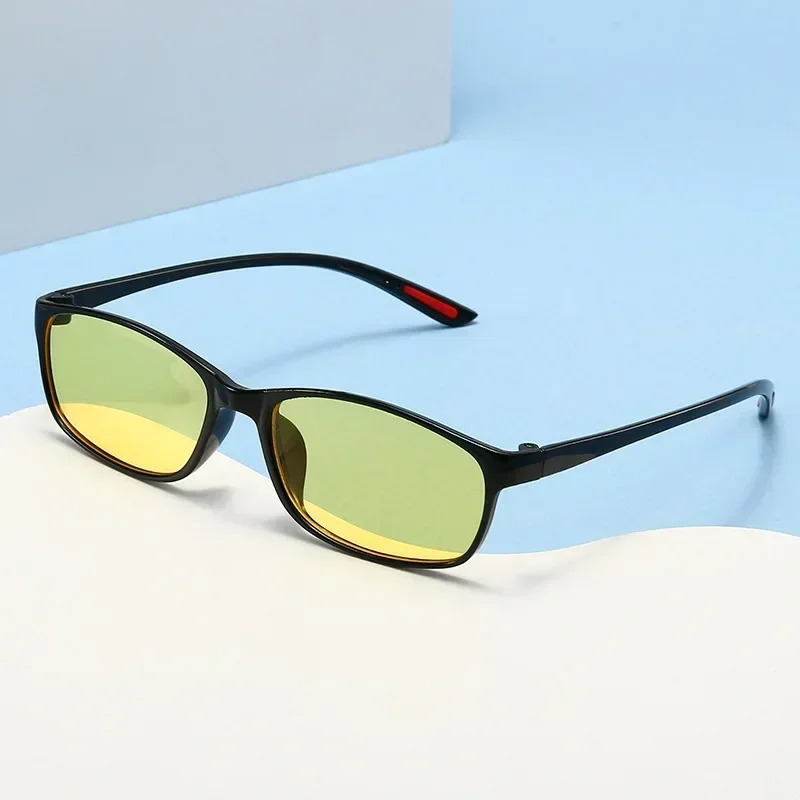 Vintage Women Men\'s Anti-Glare Driving Night Vision Minus Glasses Ultralight Square Frame Eyeglasses Retro Myopia Eyewear To-4.0
