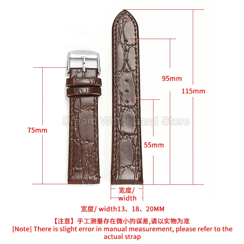 Wear-Resistat Durable Premium Quality Business Style Genuine Leather Watch Strap for Longines La Grande Classique Lyre L2 L4