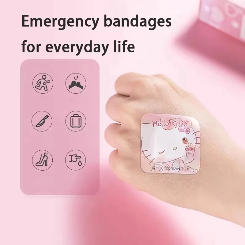 Hämostase-Pflaster für Kinder, 40 Stück, Sanrio Hello Kitty, Gipsverband, Melodie, wasserdicht, atmungsaktiv, Notfall-Pflaster, Geschenke
