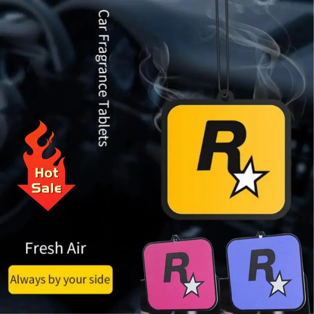 Car Fragrance R Star Pendant Air Freshener Car Rear View Hanging Long-Lasting Aromatherapy Fragrance Tablets Car Deodorization