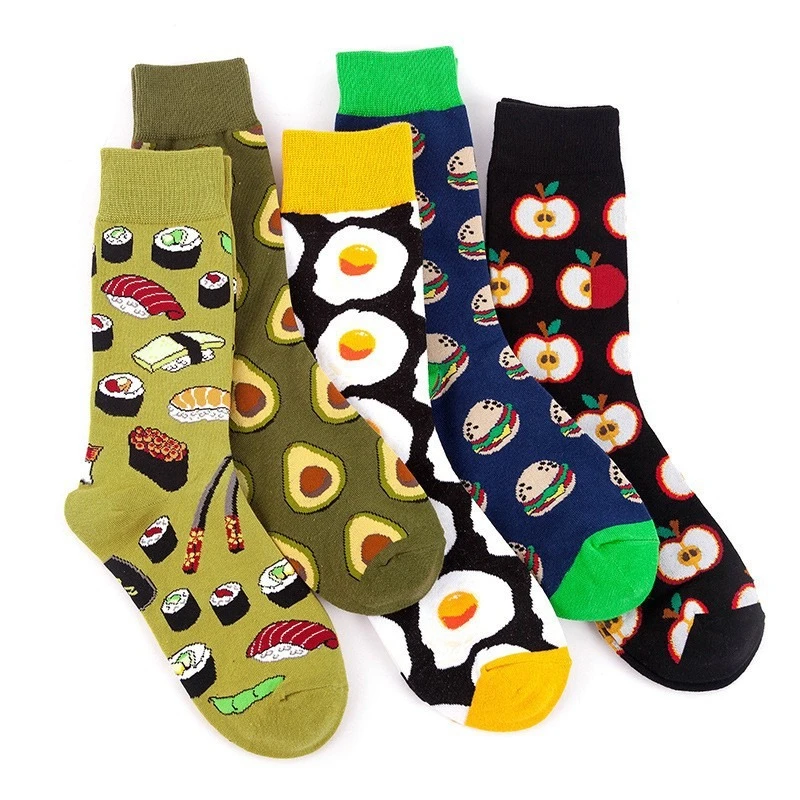 1/5 Paar Herbst-Winter-Socken mit kreativen Mustern für Damenmode, farbblockierende, schweißabsorbierende Freizeitsocken