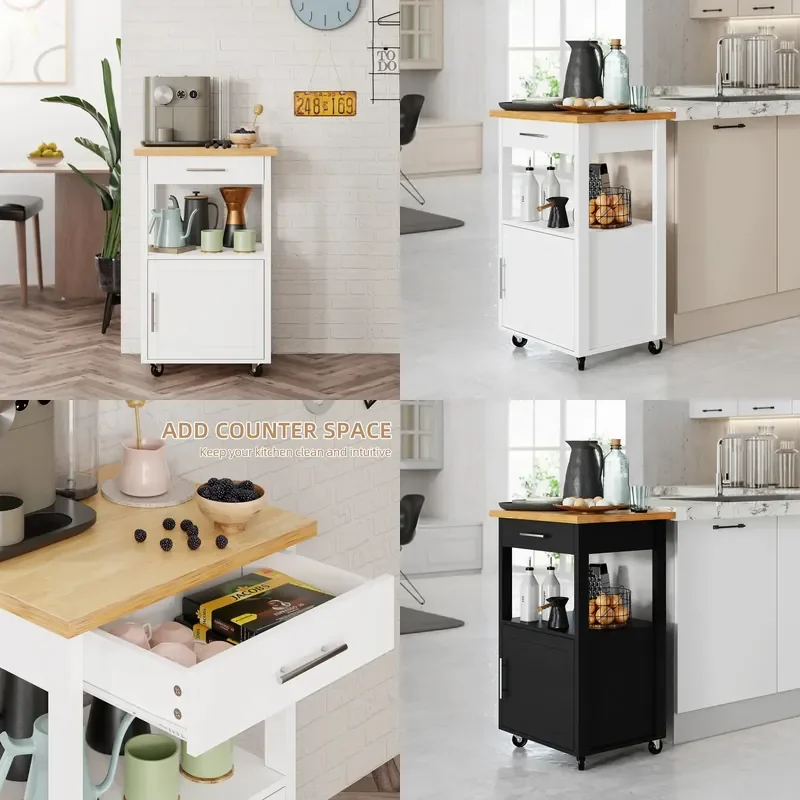 Custom Kitchen Island Cart with Storage Removable Work Surface Mobile Prep Table for Home