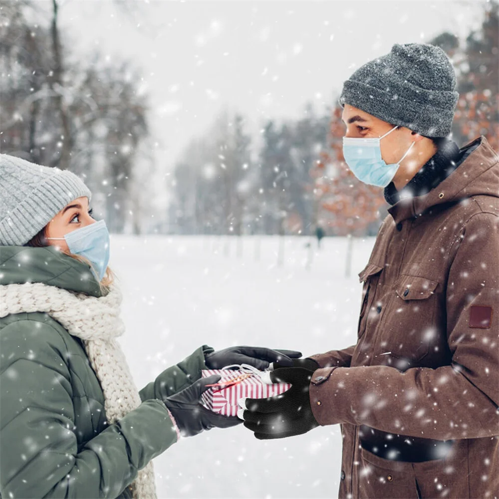 Sarung tangan pemanas USB elektrik Pria Wanita, sarung tangan hangat USB tahan angin musim dingin Ski termal layar sentuh salju hadiah Natal