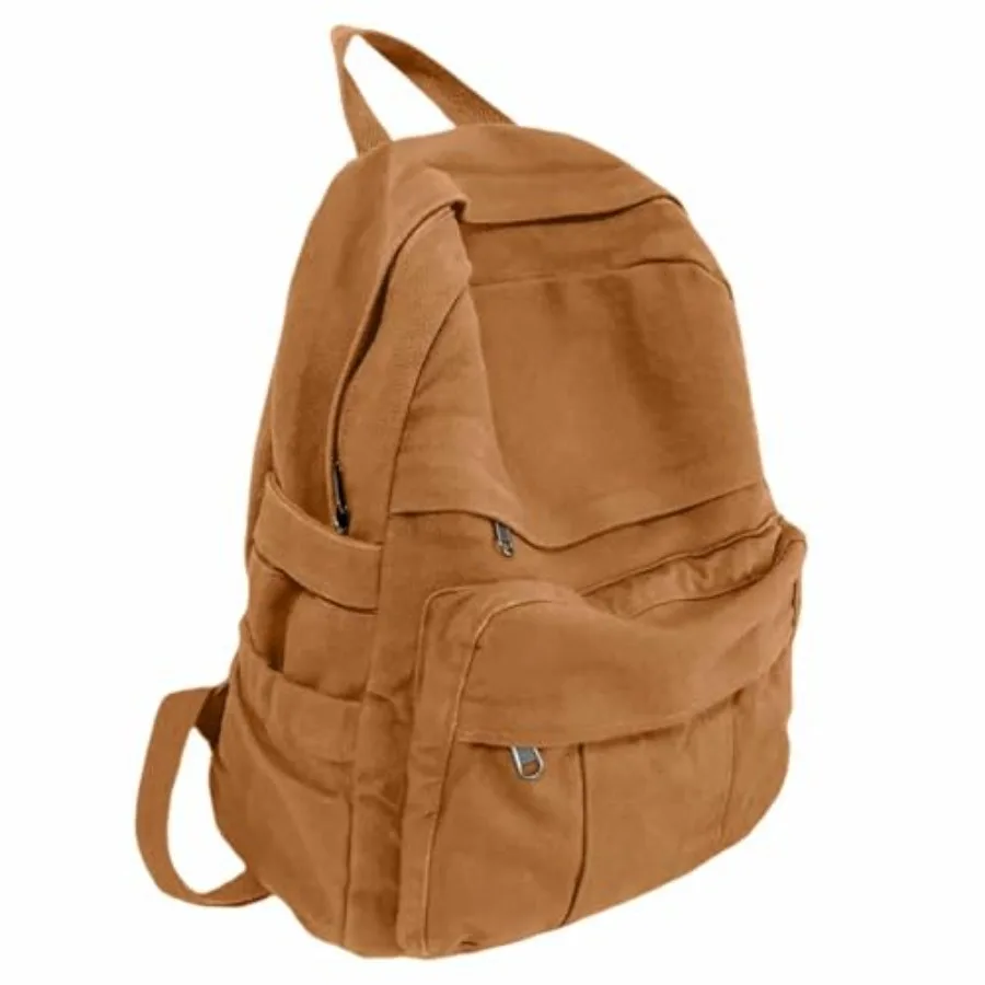 

Светло-коричневый холщовый рюкзак унисекс в ретро-стиле, базовый рюкзак для старшеклассников/студентов колледжей, для путешествий, размер L