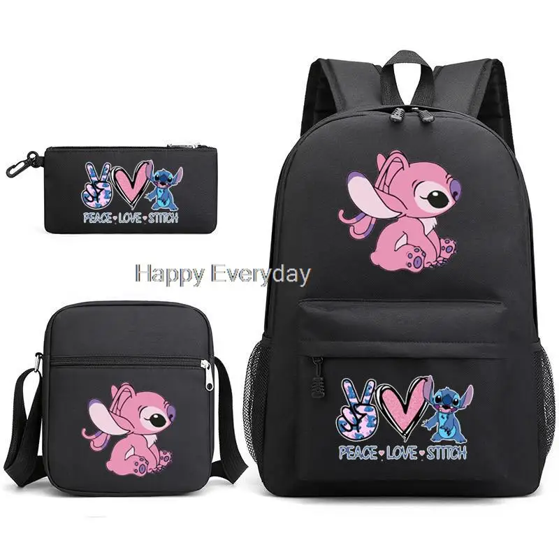 Lilo Stitch Cartoon School Bags Girls Boys 3pcs Simple Light Students Laptop Backpack Kids Travel Mochilas With Shoulder Bag