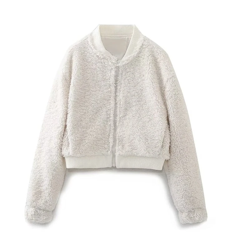 Fall Winter Women's Long Sve round Ne ort Pilot Jaet Outerwear Faion Versatile Loose Fit Regular Thin