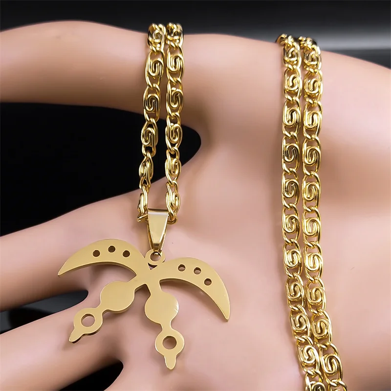 Africa Symbol Adinkra Akofena Necklace Women Stainless Steel Gold