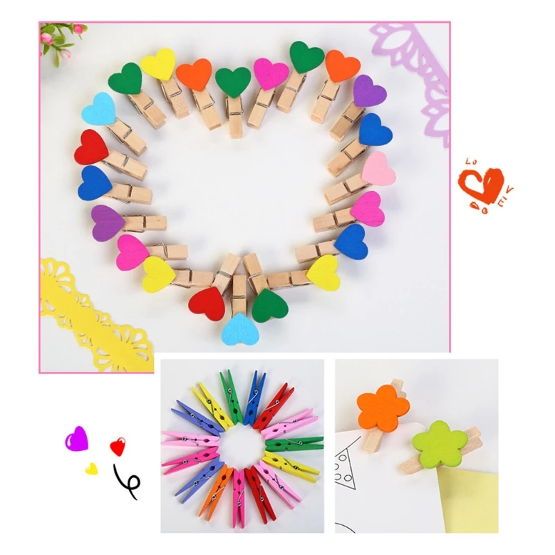 Наборы деревянных прищепок из 50 шт., зажим для фотографий, деревянные закладки, разные цвета