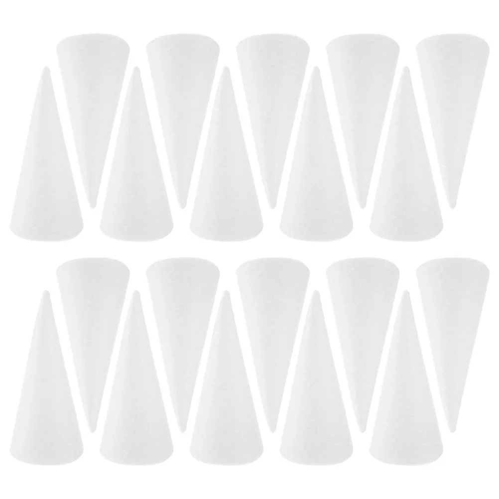 

20Pcs White Craft Foam Cones Decorative Shapes for Holiday Table Centerpiece Wedding Party Floral Arrangements 11Cm