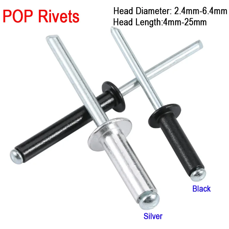 10/20/30/50/100pcs Blind Pop Rivet Aluminum Rivet Dome Head Open Blind 2.4mm 2.8mm 3mm 3.2mm 3.6mm 4mm 5mm 6mm 6.4mm Fasteners