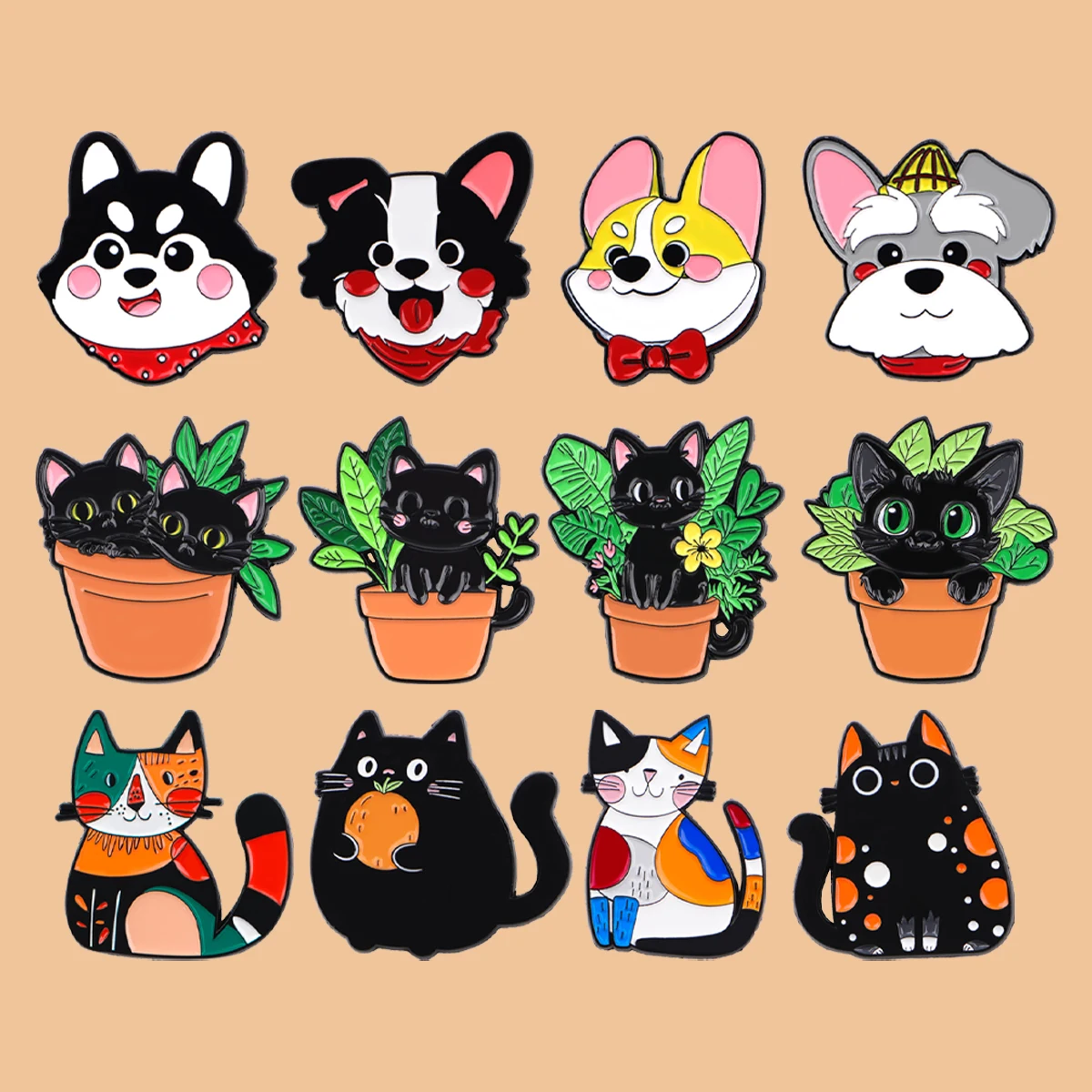 

Cute Black Cats Enamel Pins Animals Pet Dogs Brooch Lapel Pin Badge on Backpack Clothing Accessories Fashion Jewelry Kids Gifts