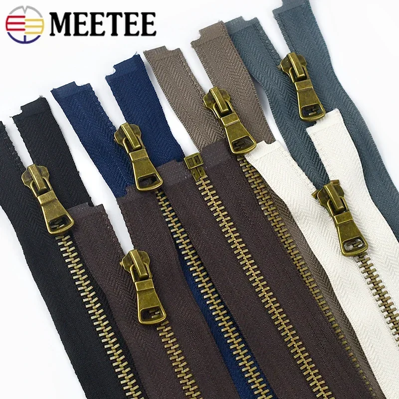 2-5Pcs 5# Copper Metal Zippers 40/50/60/70/80cm Open-End Zips Backpack Bag Jacket Clothing Decor Zipper Repair Sewing Accessory