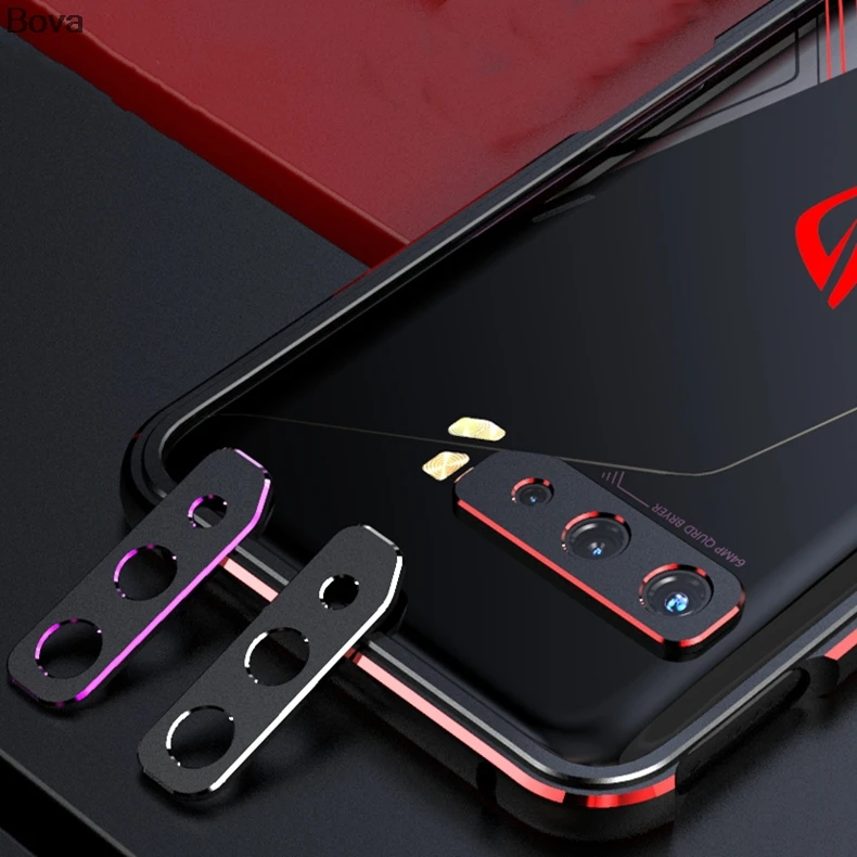 Case For ROG Phone3 Luxury Deluxe Ultra Thin aluminum Bumper for Asus ROG Phone 3 ZS661KS + 2 Film (1 Front +1 Rear)