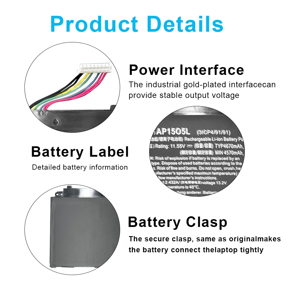 New AP15O5L 11.55V 53.9Wh Laptop Battery for Acer Aspire S5-371 SF514-51 For Chromebook R13 CB5-312T CB5-312T-K0YK/K8Z9 CB5-312T