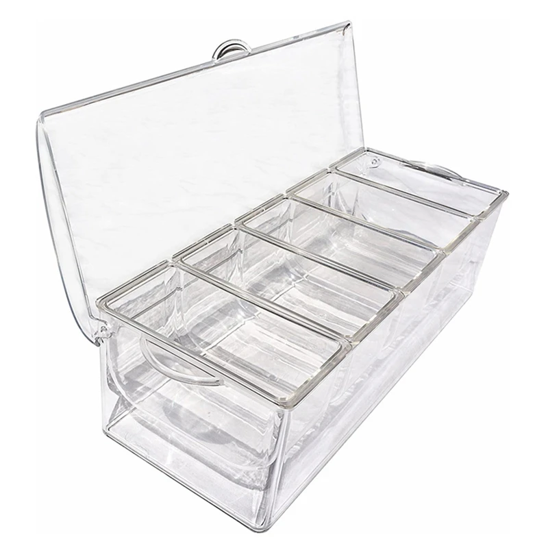 Refrigerated Condiment Plate Picnic Fresh-Keeping Ice Box Five-Grid Split Fruit Plate