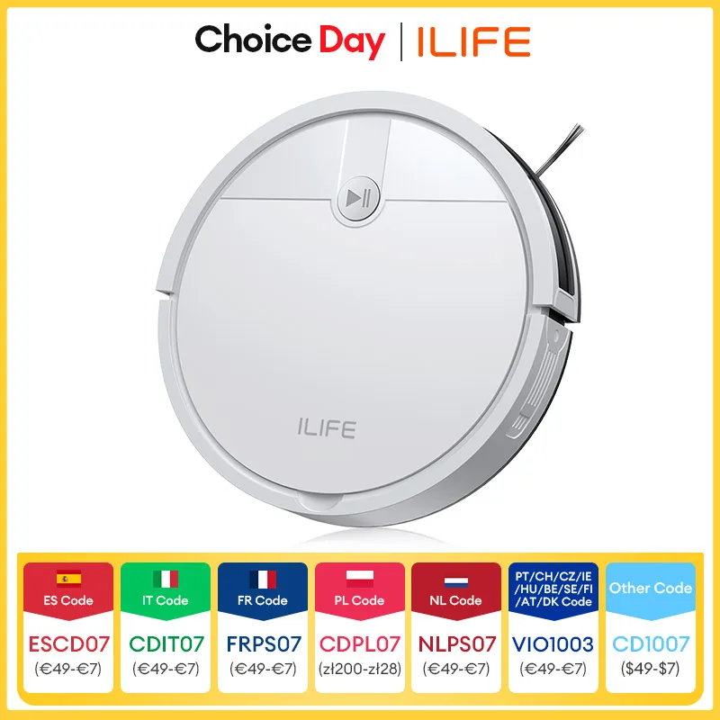 ﻿   مكنسة كهربائية روبوتية ILIFE V2، وقت تشغيل 120 دقيقة، مكنسة كهربائية روبوتية ذاتية الشحن، نحيفة وهادئة، مثالية لشعر الحيوانات الأليفة والأرضيات الصلبة