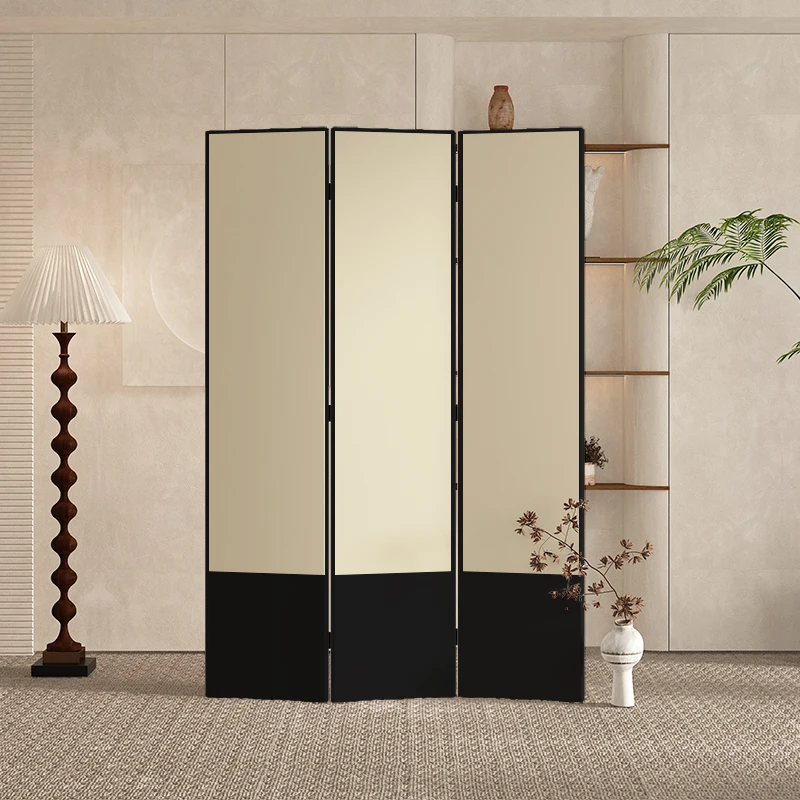 

French medieval screen partition office living room foldable mobile bedroom shade light luxury high-end background wall