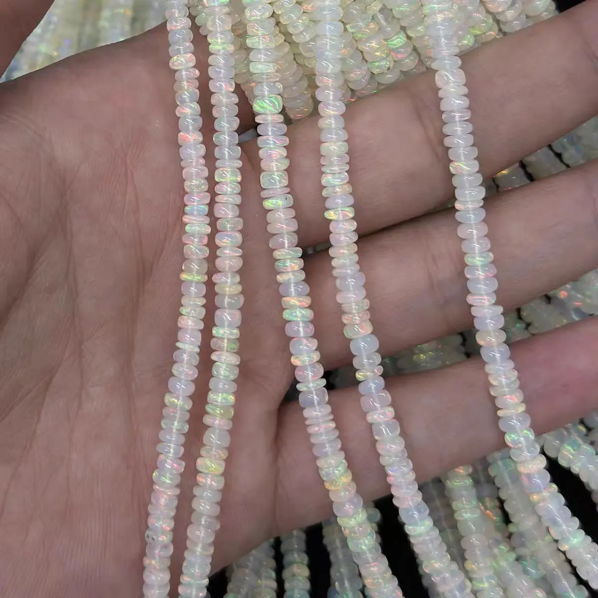 أوبال roundelle 3-4mm بالجملة لقلادة المجوهرات DIY 38cm الخرز فضفاض
