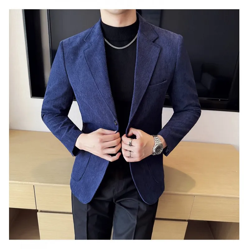 

2025 New Men's Casual Corduroy Single-Breasted Blazer, Sizes M-5XL