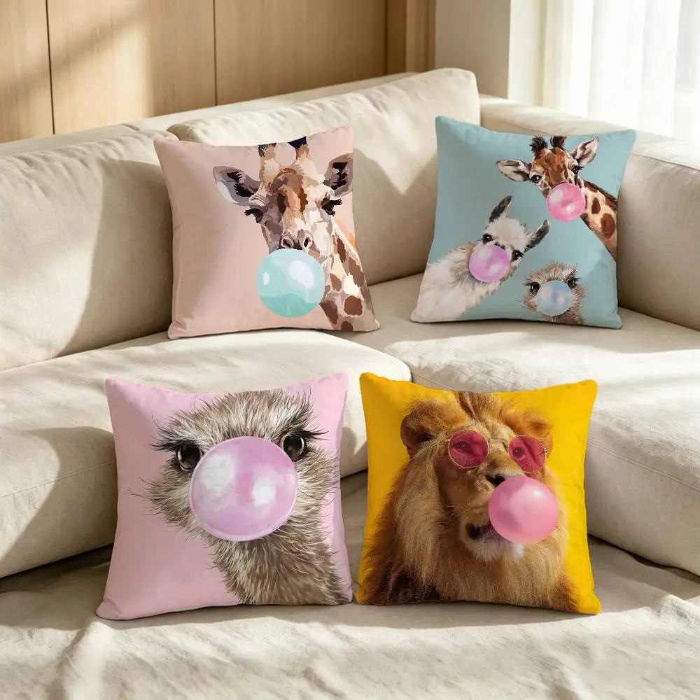 Cartoon Animal Unicorn Giraffe PillowCover Soft Decor Throw Pillow Case 45x45cm Couch Home Decor for Living Room Sofa Party Gift