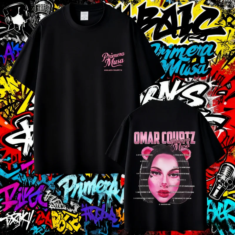 

2025 Summer Rapper Omar Courtz Primera Musa Album Tour Merch T-shirt Men Women Clothing 100% Pure Cotton Printed Leisure T-shirt
