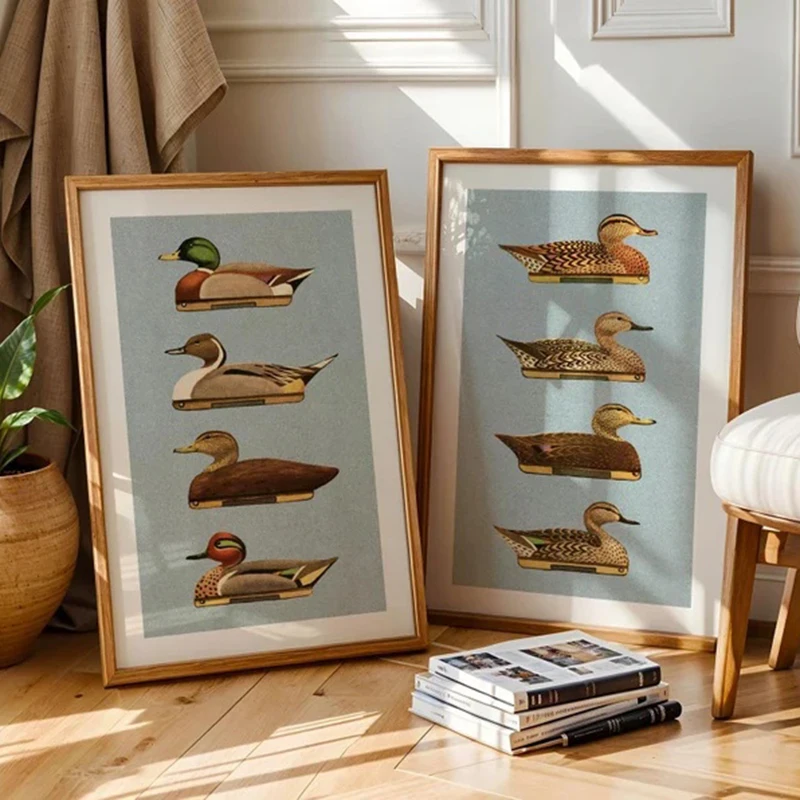 Impresiones de pato Retro para exteriores, carteles artísticos con señuelos de pato, impresiones de pared para exteriores, decoración para el hogar y la Oficina, arte de pared natural, regalo de caza para papá