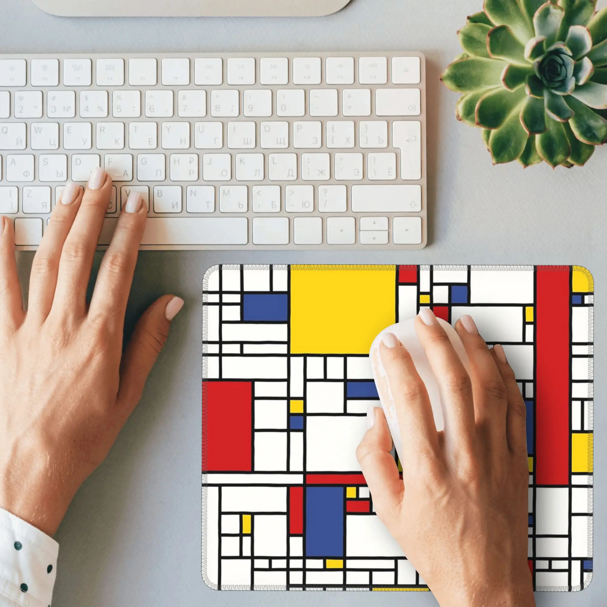 ピエトモンドリアンマウスパッドコンピュータキーボードマウスマットゲーマー PC ラップトップデスクマットオフィスアクセサリーテーブルマット