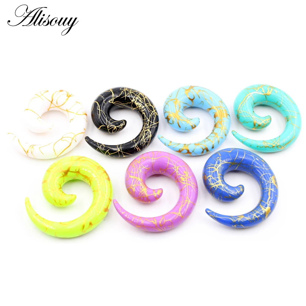 Alisouy 2PC Acrylic Spiral Ear Plug Stretching Tapers Body Jewelry Acrylic Ear Tapers Ear Expander Tunnel Gauges 1.6mm-20mm