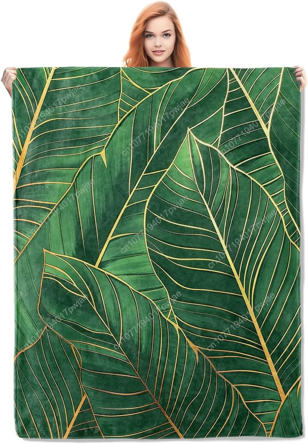 

Botanical Leaf Blanket Gifts for Women Men Soft Warm Lightweight Cozy Green Palm Plant Throw Blankets for Bed Custom blankets
