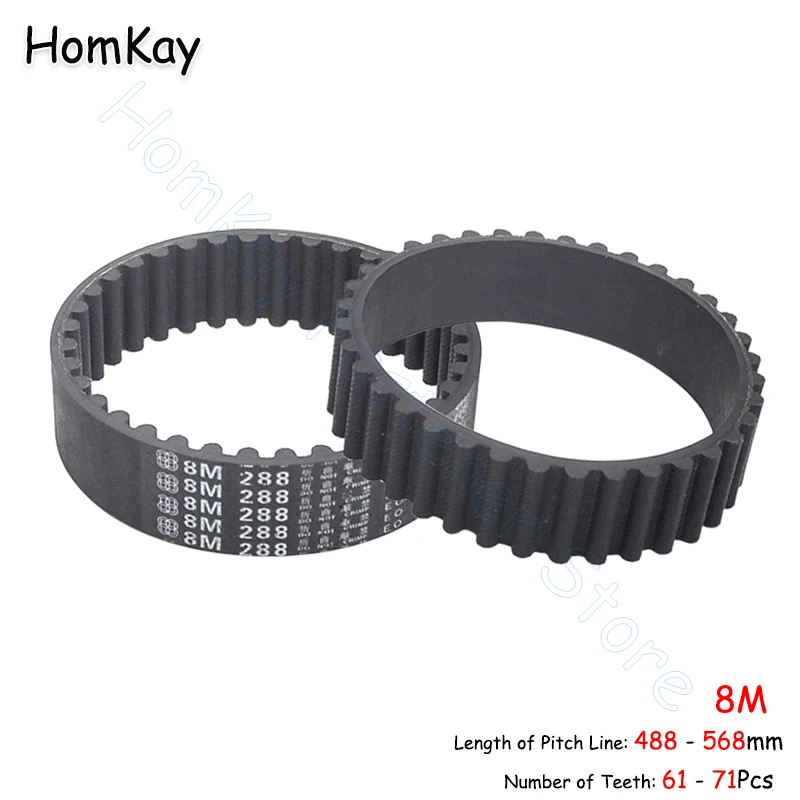 8M Timing Belt Rubber Closed-loop Transmission Belts Pitch 8mm No.Tooth 61 62 63 64 65 66 67 68 69 70 71Pcs width 15-40mm