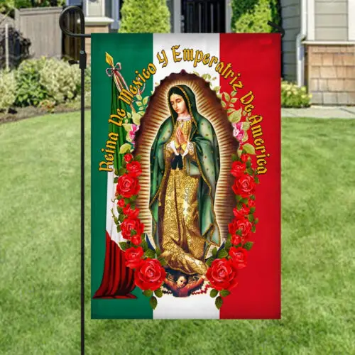 Unsere Liebe Frau von Guadalupe Jungfrau Maria Mexiko Flagge Gartenflagge – Hausflagge