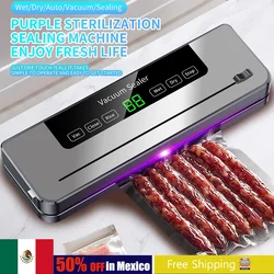 Electric Vacuum Sealer Dry/Wet UV Sterilization Food Sealed Packaging Kitchen Food Storage Seal Built-in Cutter Knife Bag Sealer