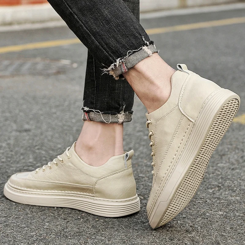 Men Oxford Shoes Height Increase 6cm Removable Insoles Leather Lace-Up Booster Shoes Plus Size 37-44