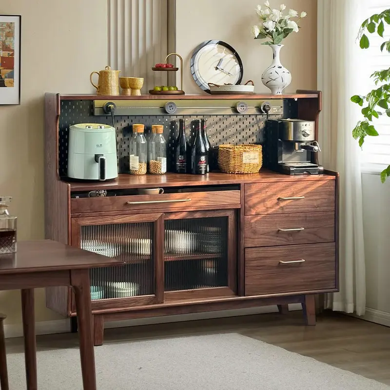 North American black walnut dining side cabinet integrated locker against the wall Solid wood tea cabinet Living room locker